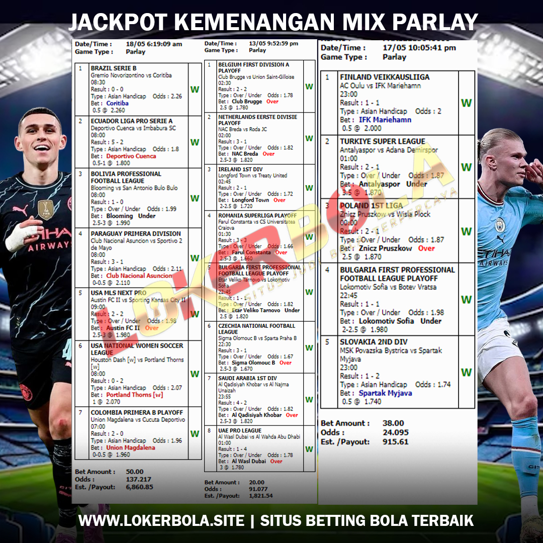 Jackpot Kemenangan MIX PARLAY 18 Mei 2024